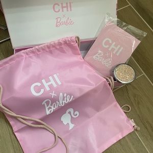 Chi x Barbie mirror and Pink Drawstring Bag